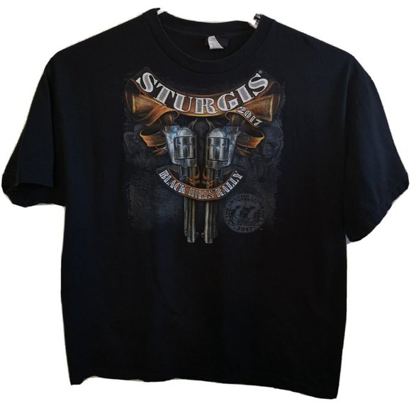Mens STURGIS Black Hills Rally 2017 Black T Shirt Sz 2XL - Picture 1 of 2